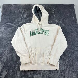 Vtg Y2K Abercrombie & Fitch Waffle Hoodie Pullover Spellout Distressed Men's L*